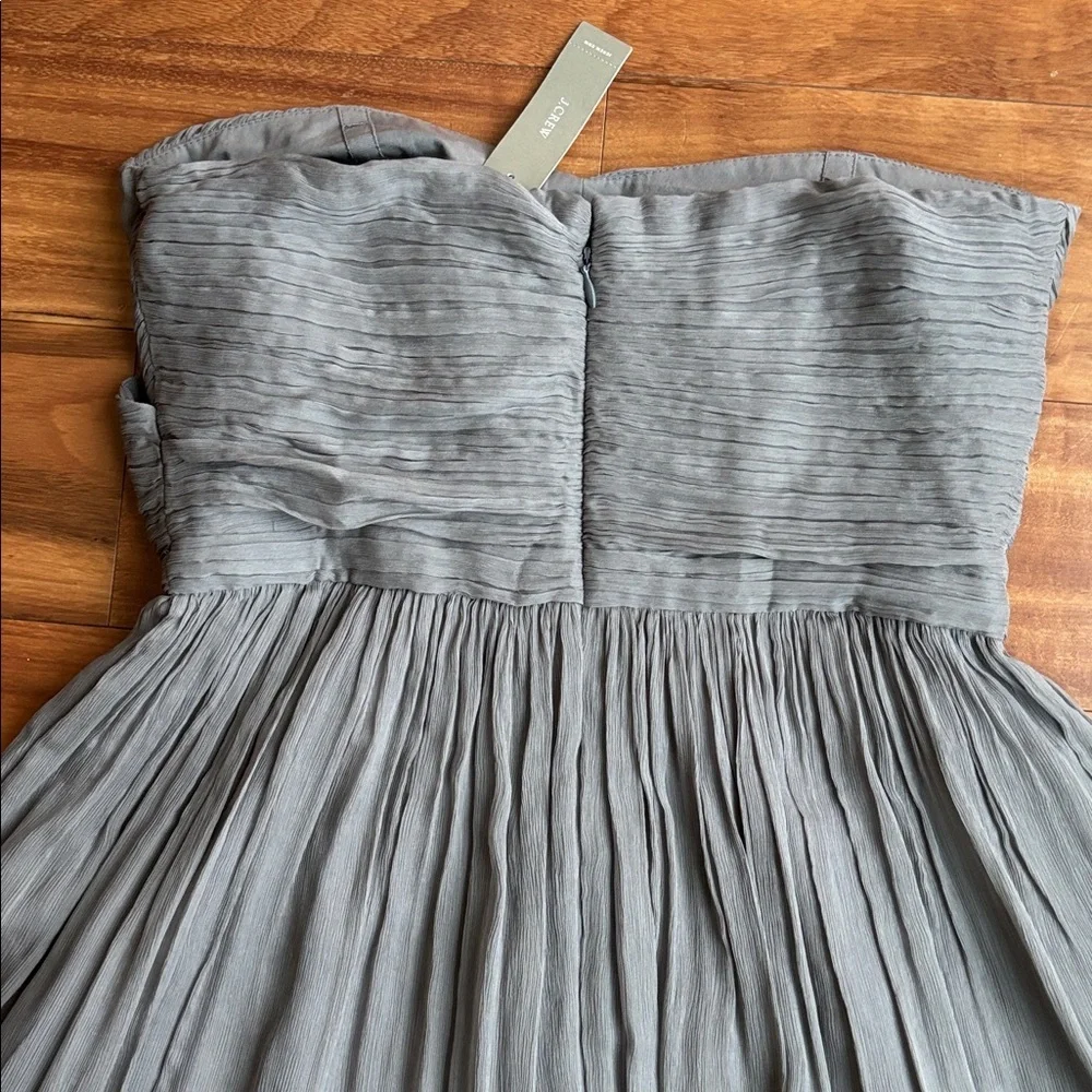 J. Crew Strapless Pleated Dress in Dusty Blue-Gray